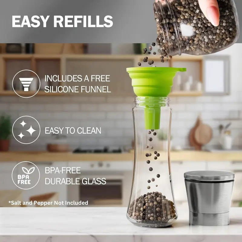 2pcs Premium Stainless Steel Salt and Pepper Grinder Set