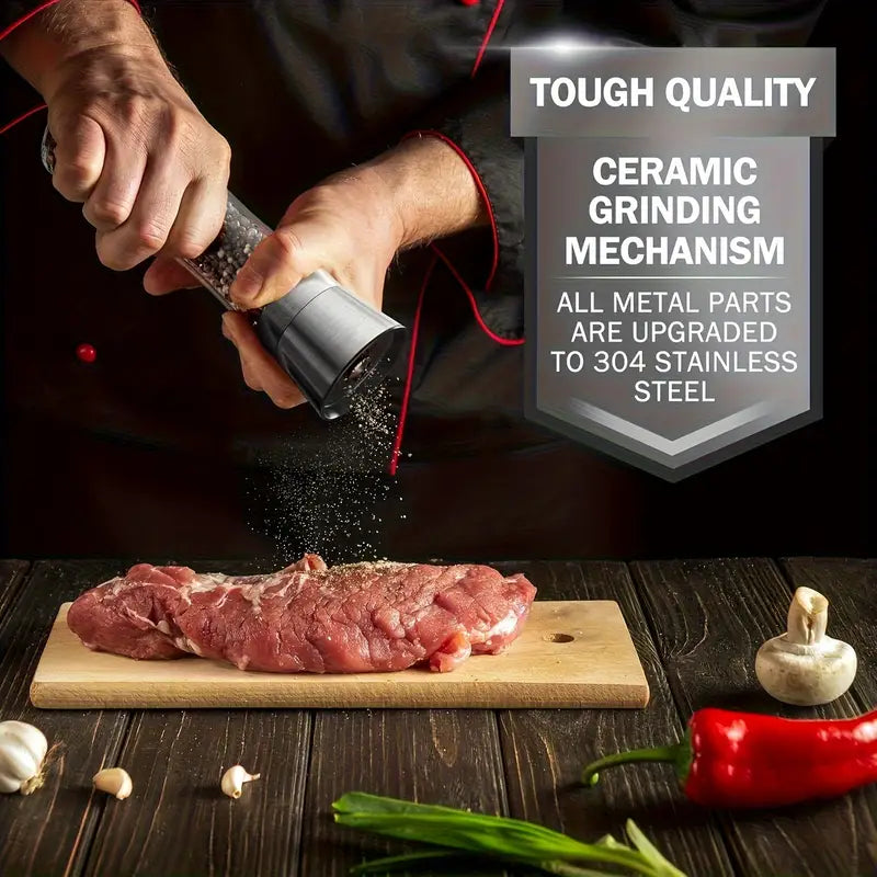 2pcs Premium Stainless Steel Salt and Pepper Grinder Set