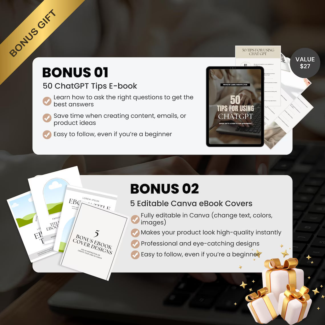 ChatGPT & Canva Guide: Digital Product Creation eBook (PLR/MRR Template, 87 Pages + Bonuses)