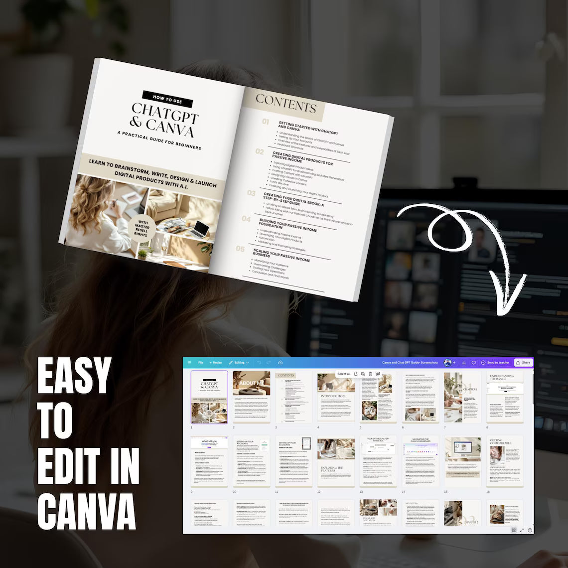 ChatGPT & Canva Guide: Digital Product Creation eBook (PLR/MRR Template, 87 Pages + Bonuses)