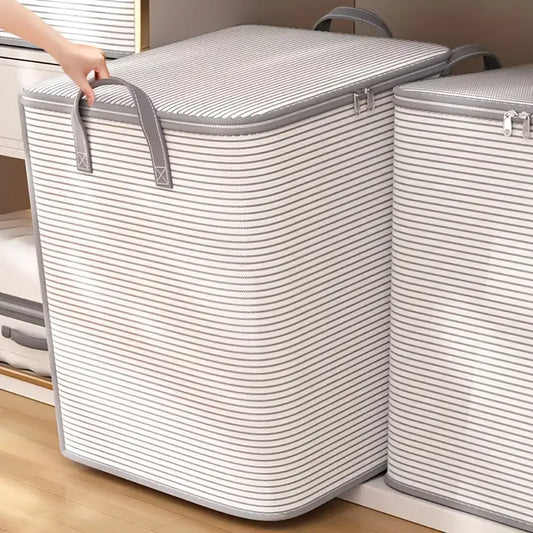 Large Capacity Heavy-Duty Fabric Storage Bags - Moisture Resistant, Stackable Clothes, Blanket, Quilt Organizer Bags with Zipper-like Closure, Ideal for Moving, Travel, Home, Closet, Basement Storage