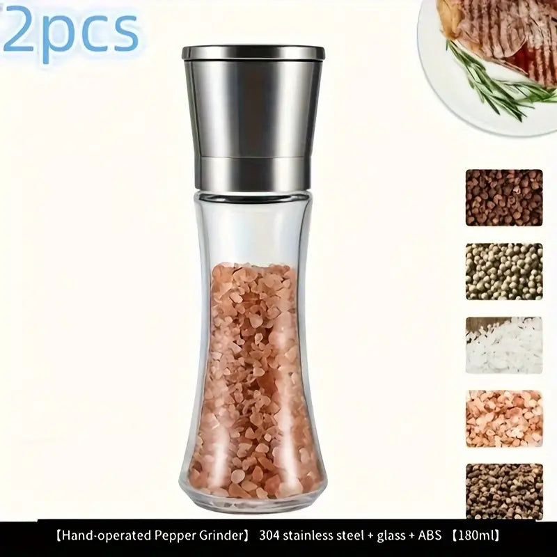 2pcs Premium Stainless Steel Salt and Pepper Grinder Set
