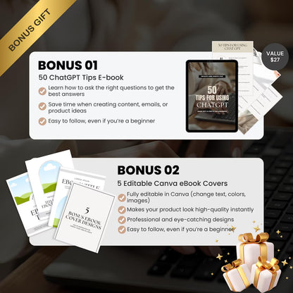 ChatGPT & Canva Guide: Digital Product Creation eBook (PLR/MRR Template, 87 Pages + Bonuses)