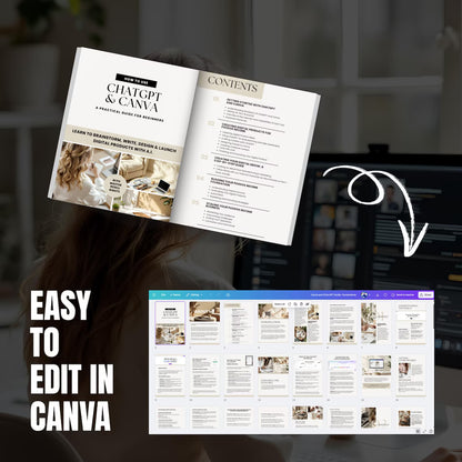 ChatGPT & Canva Guide: Digital Product Creation eBook (PLR/MRR Template, 87 Pages + Bonuses)
